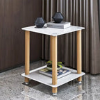 Table d'appoint à 2 niveaux avec étagère de rangement