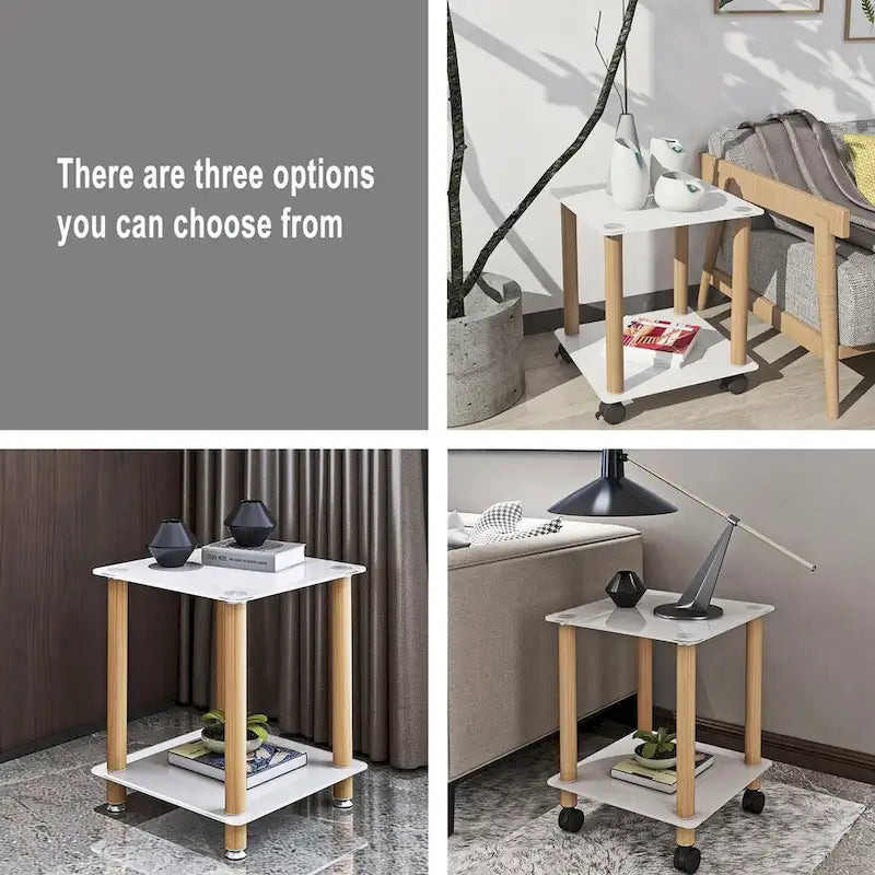 Table d'appoint à 2 niveaux avec étagère de rangement