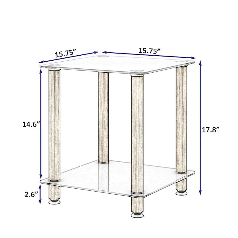 Table d'appoint à 2 niveaux avec étagère de rangement