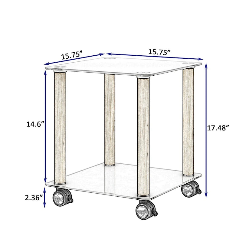 Table d'appoint à 2 niveaux avec étagère de rangement