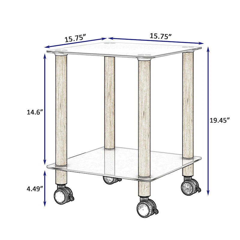 Table d'appoint à 2 niveaux avec étagère de rangement