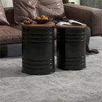 Tables gigognes rondes avec couvercles en bois amovibles, lot de 2
