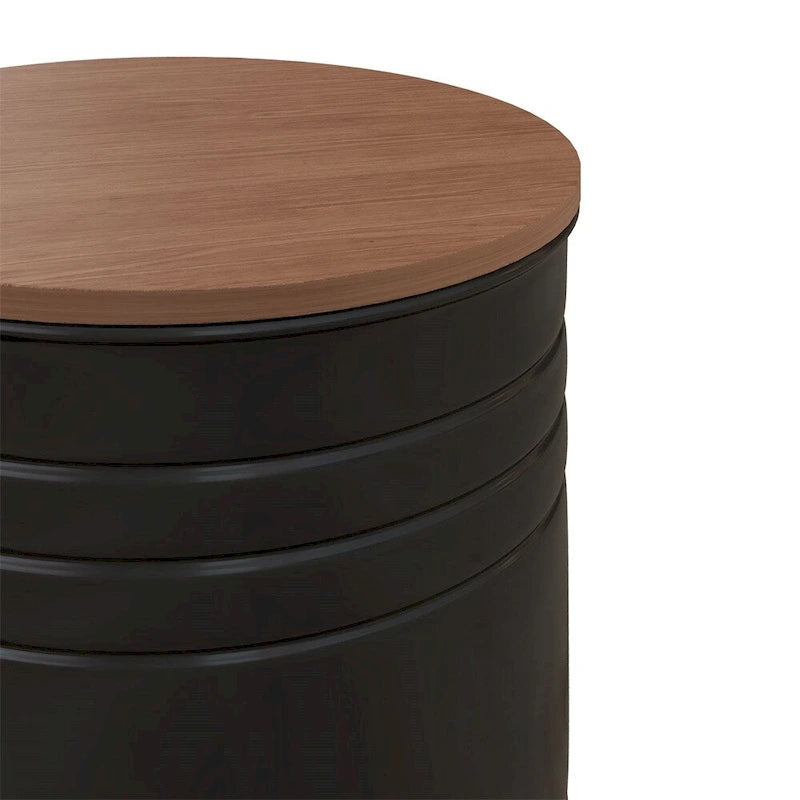 Tables gigognes rondes avec couvercles en bois amovibles, lot de 2