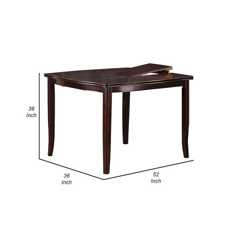 Table de salle à manger haute extensible de 52 pouces avec 2 rallonges papillon, bois brun