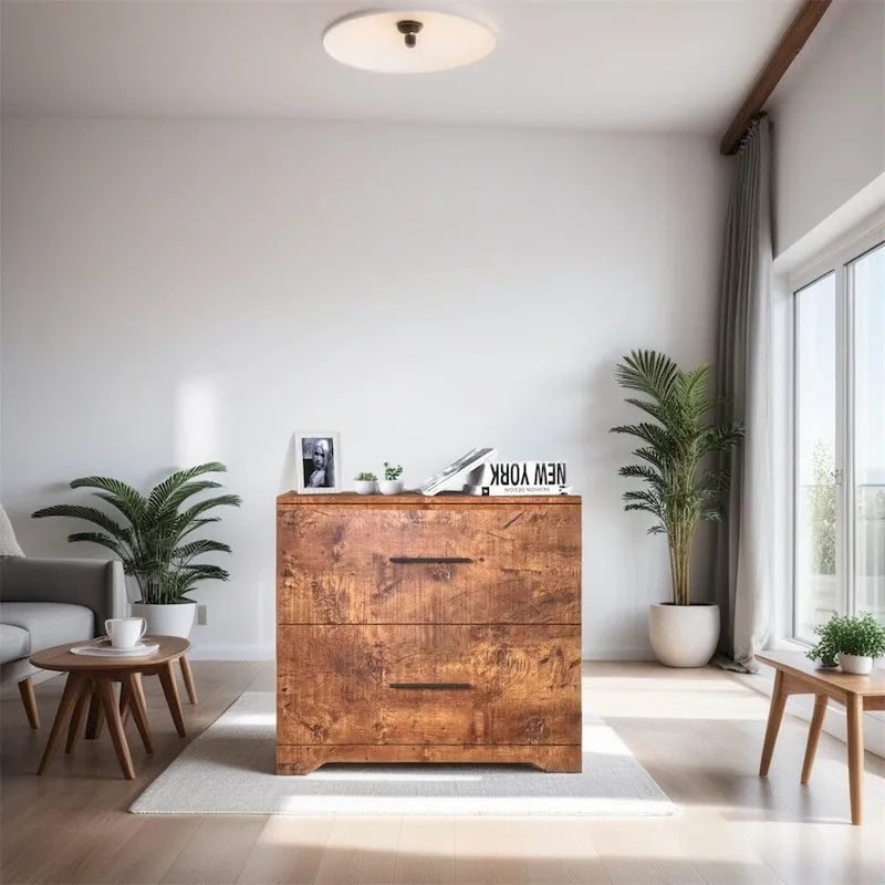 Meuble de rangement 2 tiroirs avec support pour imprimante