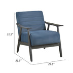 Fauteuil d'appoint avec surpiqûres – Velours bleu et cadre en bois gris