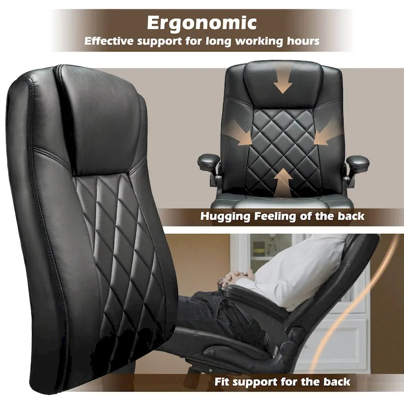 Chaise de bureau pivotante en similicuir avec accoudoirs relevables