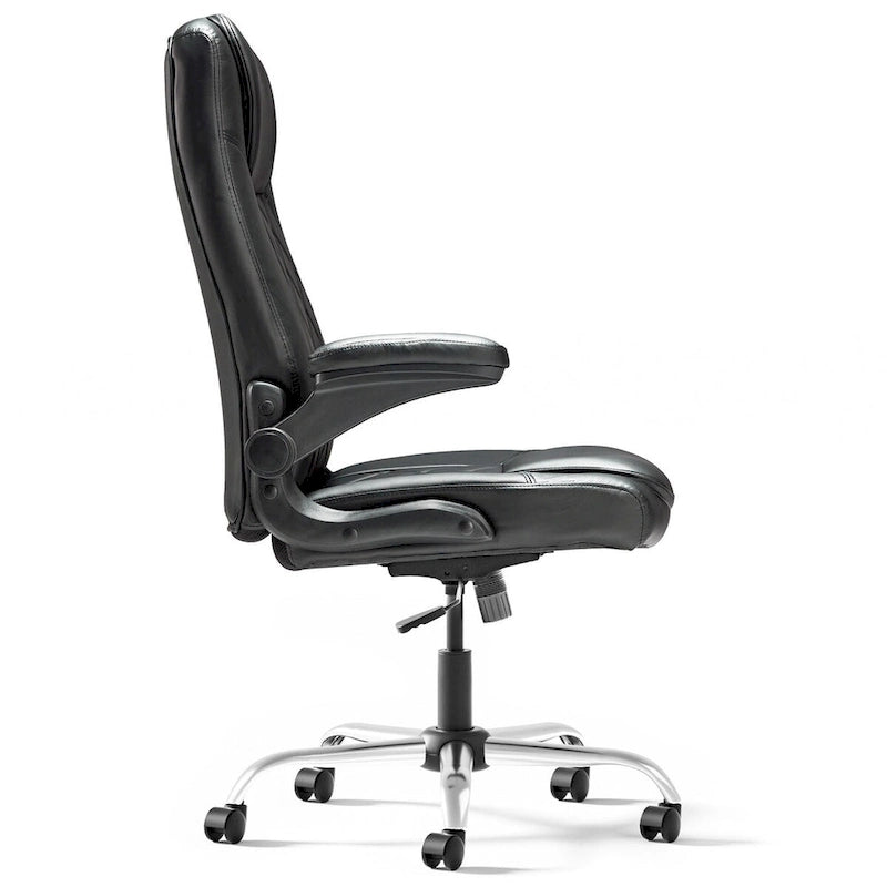 Chaise de bureau pivotante en similicuir avec accoudoirs relevables