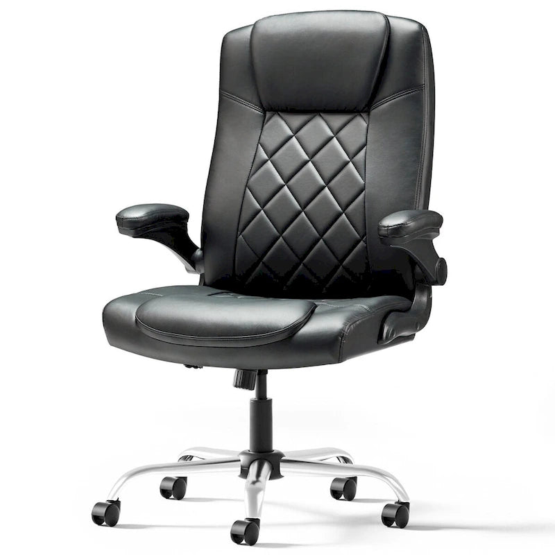 Chaise de bureau pivotante en similicuir avec accoudoirs relevables