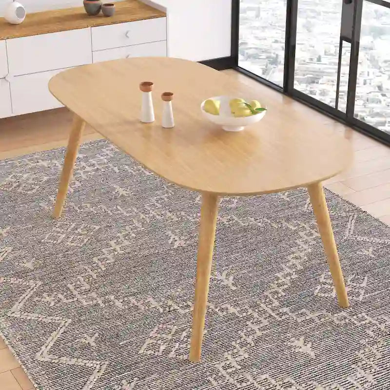 Table de salle à manger rectangulaire pour 6 – Bois massif avec plateau plaqué