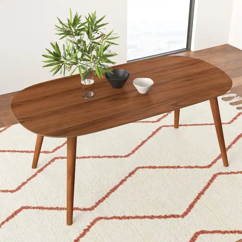 Table de salle à manger rectangulaire pour 6 – Bois massif avec plateau plaqué
