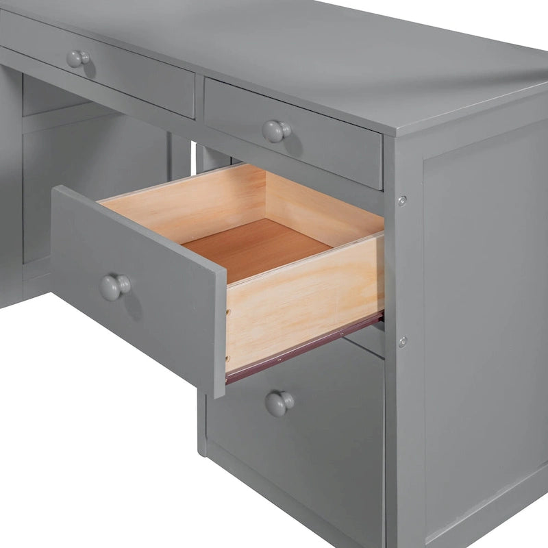 Lit mezzanine une place avec échelle, étagères, bureau 4 tiroirs et sommier à lattes en bois