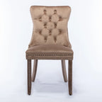 Chaises de salle à manger capitonnées en velours avec pieds en bois massif, lot de 2