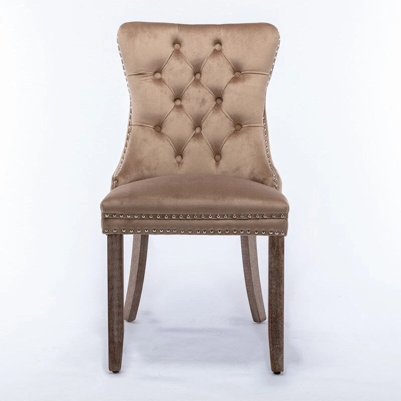 Chaises de salle à manger capitonnées en velours avec pieds en bois massif, lot de 2