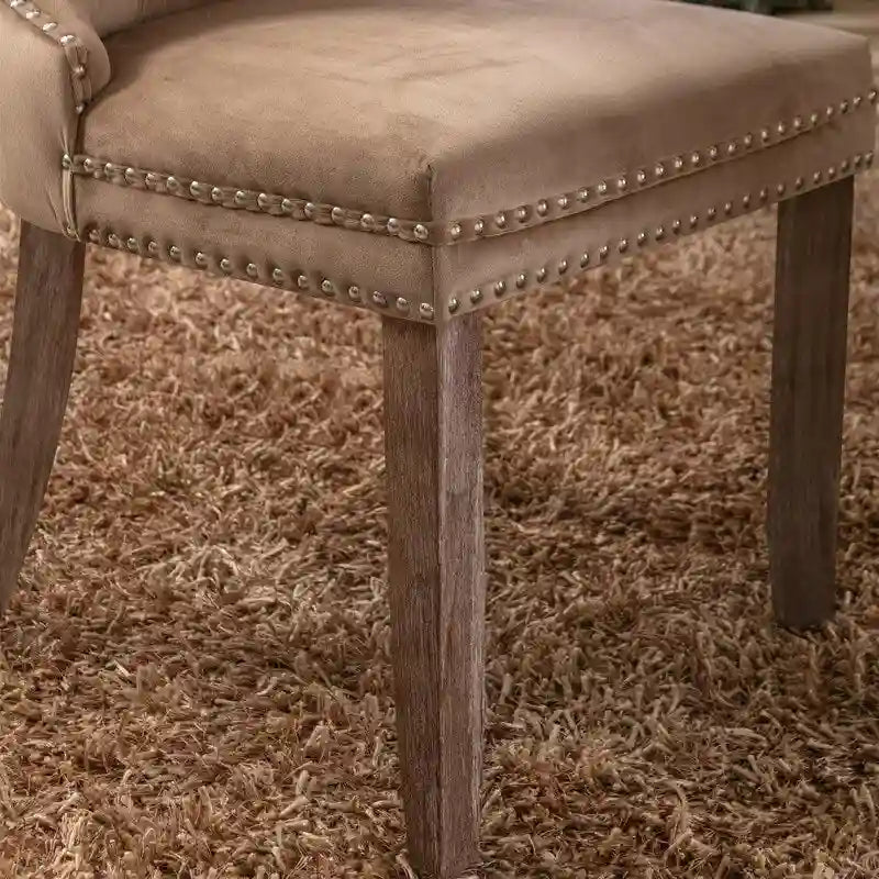 Chaises de salle à manger capitonnées en velours avec pieds en bois massif, lot de 2