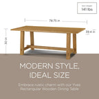 Table à manger rectangulaire en bois, finition noire vieillie