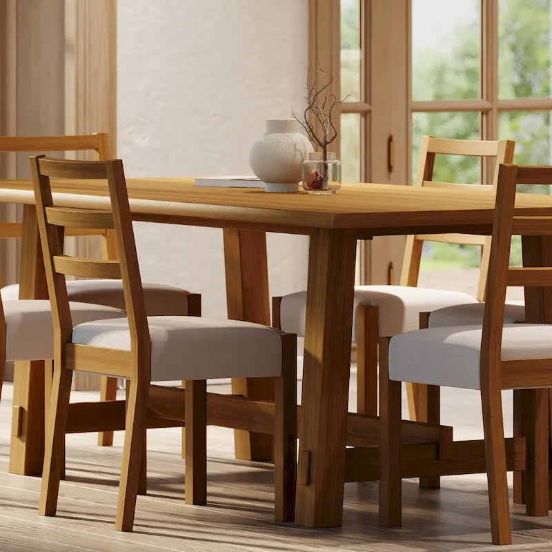 Table à manger rectangulaire en bois, finition noire vieillie