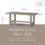 Table à manger rectangulaire en bois, finition noire vieillie