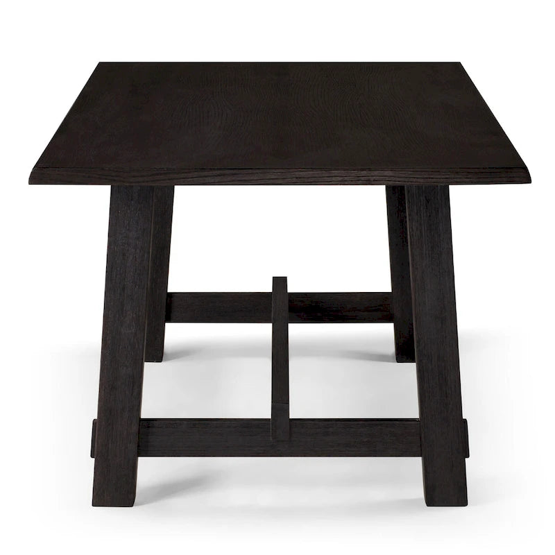 Table à manger rectangulaire en bois, finition noire vieillie