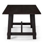 Table à manger rectangulaire en bois, finition noire vieillie