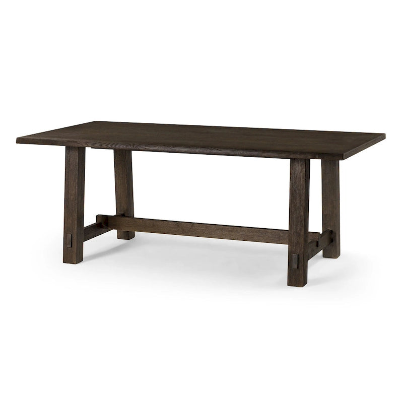 Table à manger rectangulaire en bois, finition noire vieillie