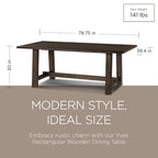 Table à manger rectangulaire en bois, finition noire vieillie