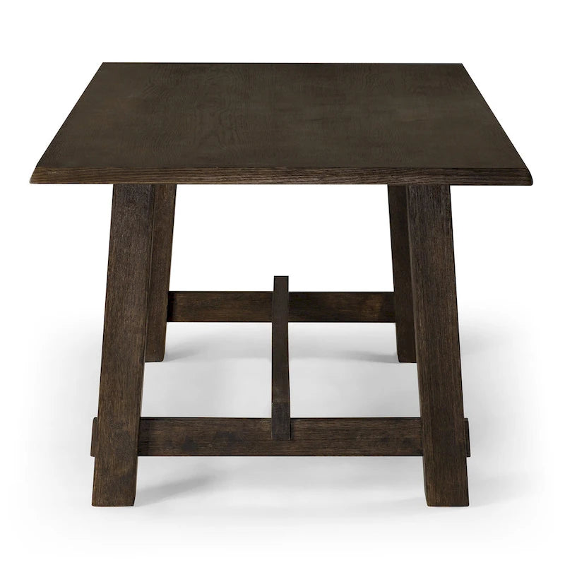 Table à manger rectangulaire en bois, finition noire vieillie