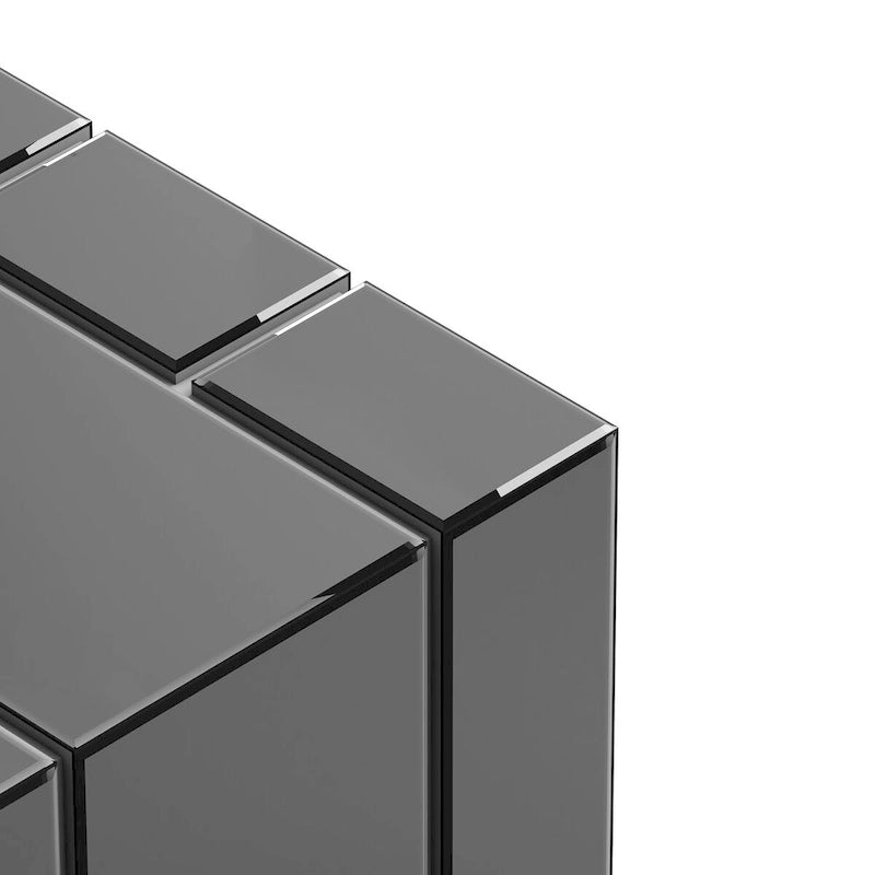 Table basse carrée avec surface miroir et sections coulissantes