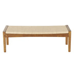 Banc d'intérieur traditionnel fait main en bois avec assise en corde tressée - Marron -