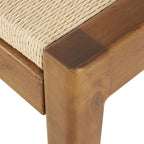 Banc d'intérieur traditionnel fait main en bois avec assise en corde tressée - Marron -