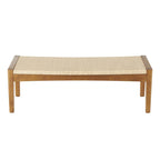 Banc d'intérieur traditionnel fait main en bois avec assise en corde tressée - Marron -