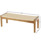Banc d'intérieur traditionnel fait main en bois avec assise en corde tressée - Marron -