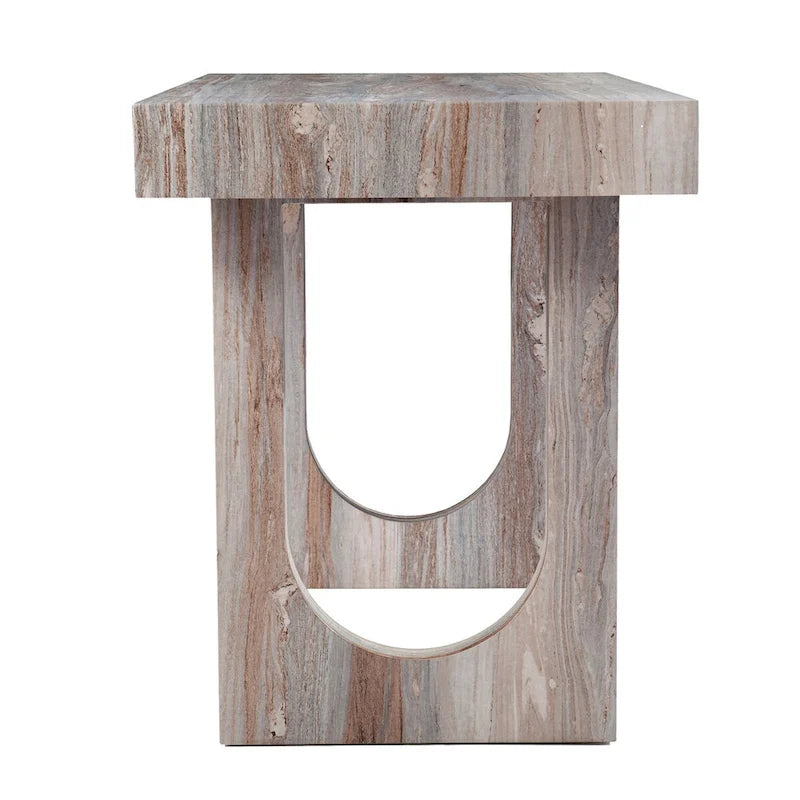 Bureau imitation marbre avec base géométrique
