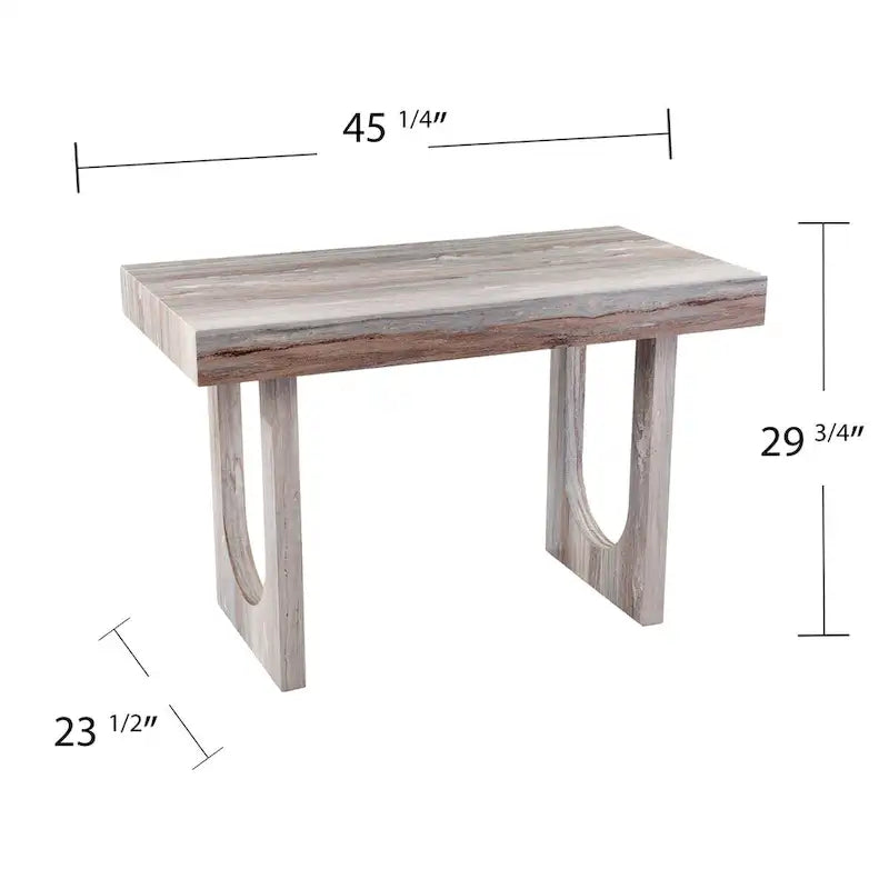 Bureau imitation marbre avec base géométrique